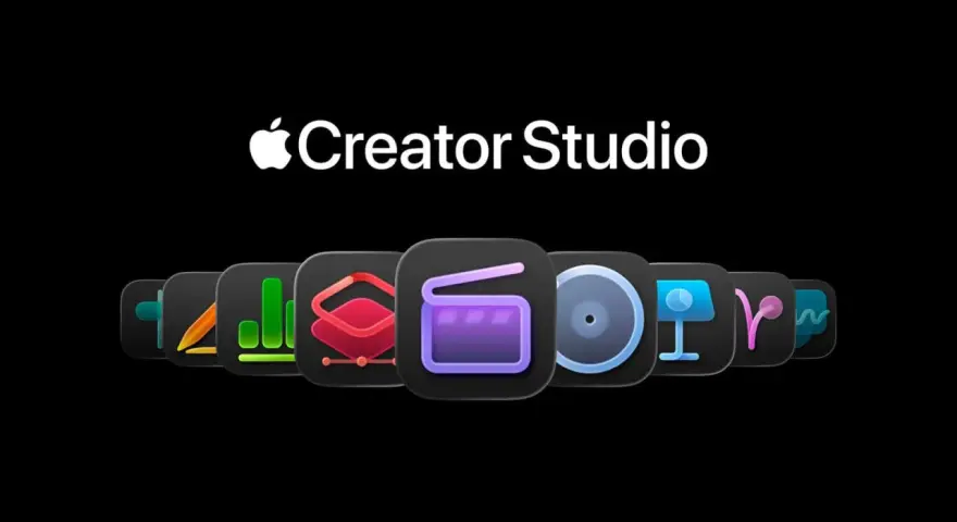 Ikony aplikacji Apple Creator Studio: edycja wideo, grafika, muzyka i inne narzędzia dla twórców.