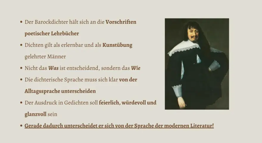 Gemälde eines Mannes im Barockstil mit Kragen und Manschetten.