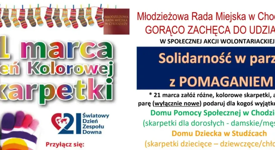 21 marca to Dzień Kolorowej Skarpetki! Załóż niepasujące skarpety i pomóż innym.