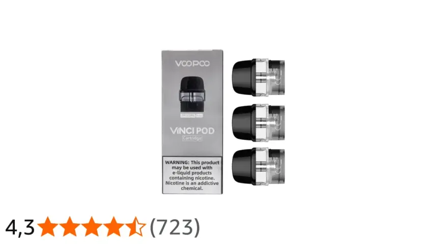 Caja de cartuchos Voopoo Vinci Pod con tres unidades.