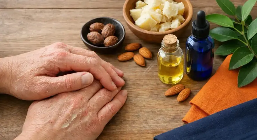Mains sèches et gercées. Huile d'amande, karité, et une astuce grand-mère pour les cuticules ongles.