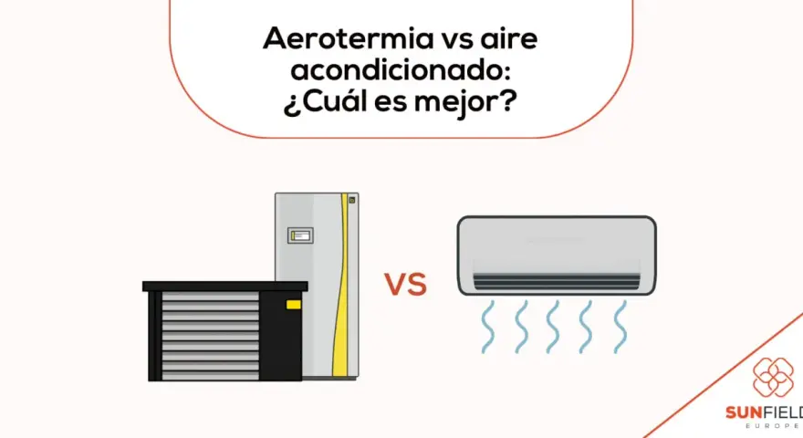 Aerotermia vs aire acondicionado: ¿Cuál es mejor? Comparativa visual de un sistema de aerotermia y un split de aire acondicionado.