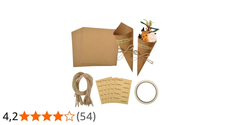 Kit para hacer un cucurucho de cartulina grande. Incluye cartulinas, cuerda, pegatinas y cinta.