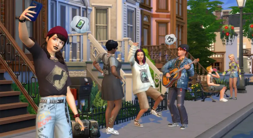 Sims 4: trucos para subir habilidades de música y fotografía mientras disfrutan de un día soleado en la calle.