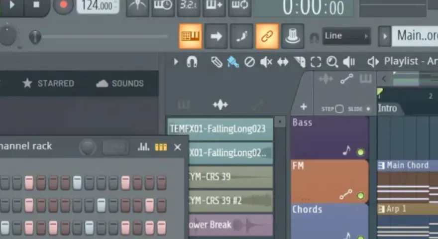 FL Studio-Oberfläche zeigt, wie man Plugins installiert. Der Channel Rack und die Playlist sind sichtbar.