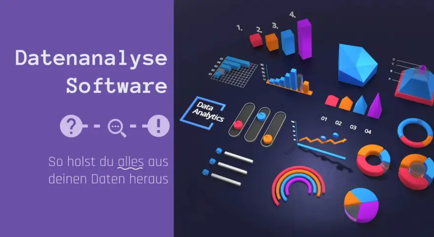 Datenanalyse-Software mit bunten Diagrammen und Grafiken. So holst du alles aus deinen Daten heraus.