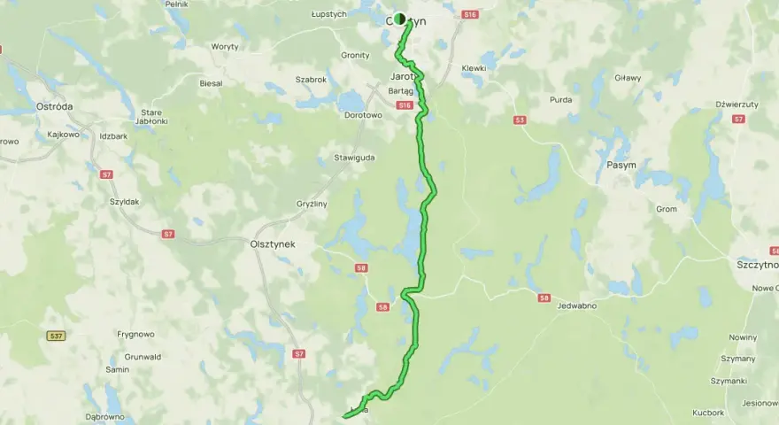 Trasa rowerowa od Olsztyna przez Bartąg, Stawigudę, Jedwabno do Szczytna. Malownicza łynostrada olsztyn.