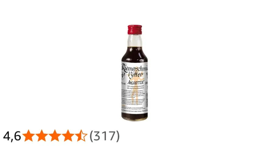 Riemerschmid Angobitter, eine aromatische Alternative zu Angostura Bitter, in kleiner Flasche.