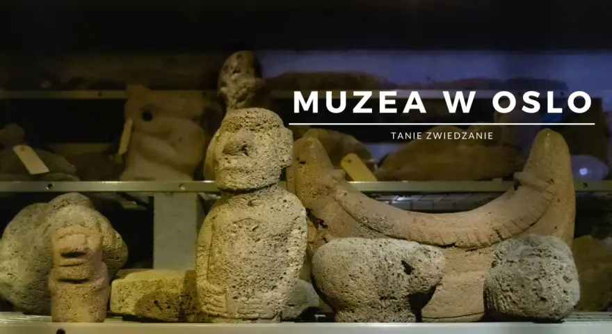Kamienne figury i artefakty w muzeum w Oslo. Tanie zwiedzanie.