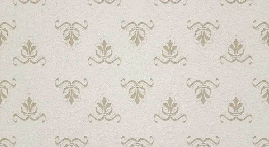 Patrón repetitivo de ornamentos florales en relieve sobre un fondo texturizado. Este papel pintado transpirable aporta elegancia sutil.