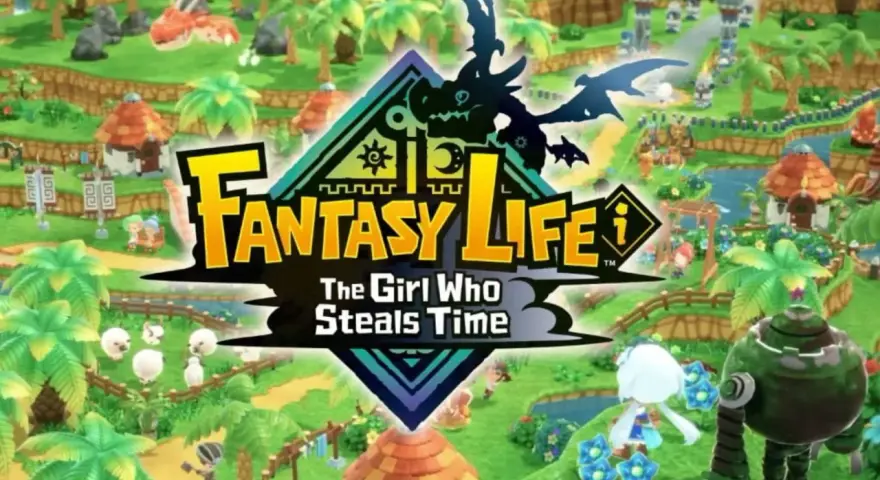 Un mundo vibrante de **fantasy life** con un dragón, ovejas y un robot. ¡Una aventura te espera!