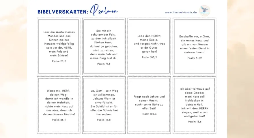 Bibelverskarten mit Psalmen, ein schönes Geschenk für Kinder, das Gottes Wort nahebringt.