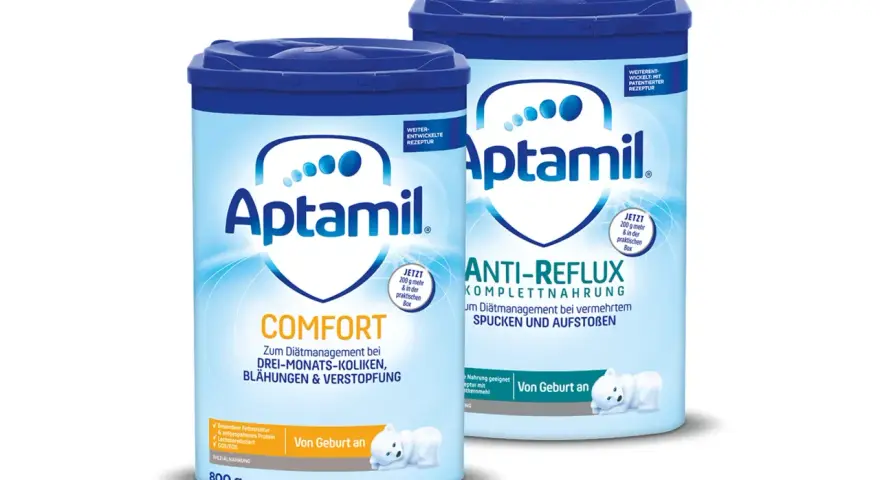 Aptamil Comfort und Anti-Reflux für die umstellung verdauung baby 3 monate. Hilft bei Koliken, Blähungen und Verstopfung.