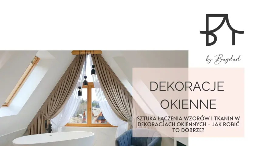 Eleganckie zasłony tworzą piękny deseń wokół okna w łazience z wanną.