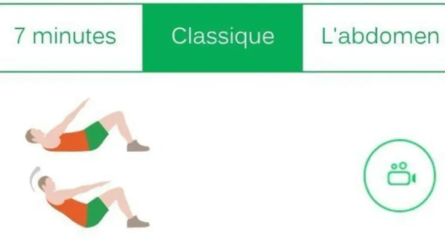 Exercice d'abdominaux classique pour le sport au bureau. 7 minutes pour un ventre plat.