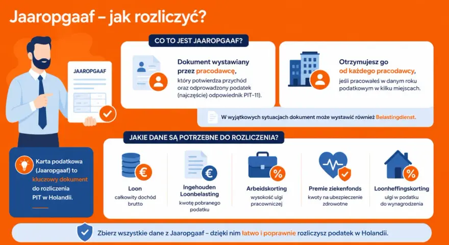 Jaaropgaaf – kluczowy dokument do rozliczenia PIT w Holandii. Jak wypełnić? Informacje o dochodach, podatku, ulgach.