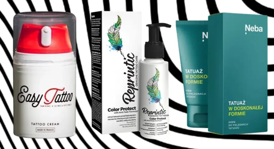 Krem do świeżego tatuażu: Easy Tattoo, Reprintic Color Protect i Neba. Produkty do pielęgnacji tatuażu.