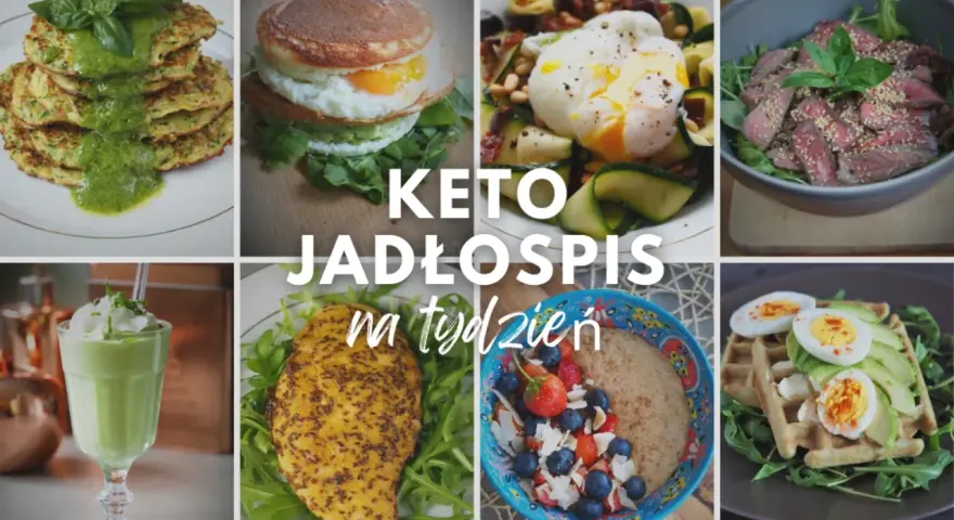 Keto jadłospis na tydzień: placki cukiniowe, jajko sadzone z awokado, sałatka z wołowiną, smoothie, kurczak i owsianka z owocami. Idealna dieta na chore jelita.