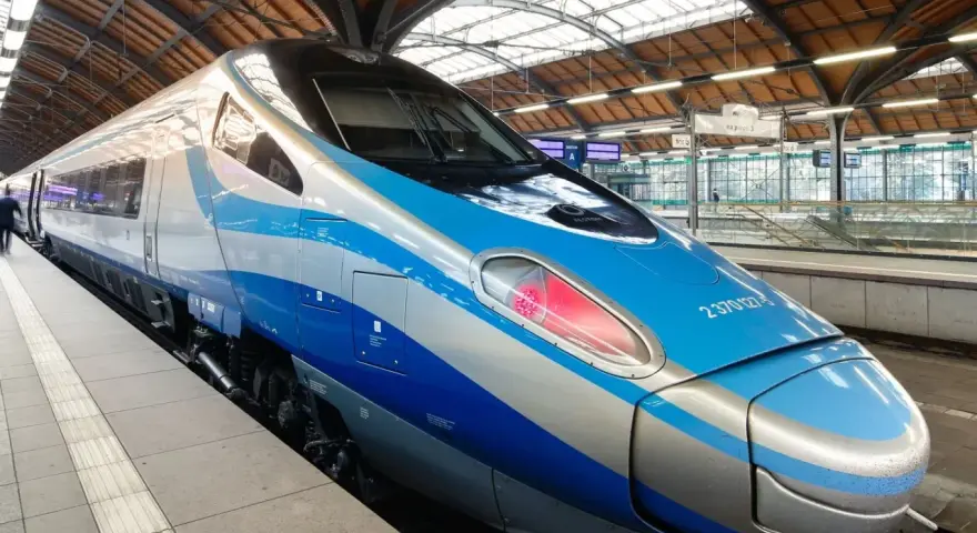 Nowoczesny pociąg Pendolino PKP Intercity na peronie.
