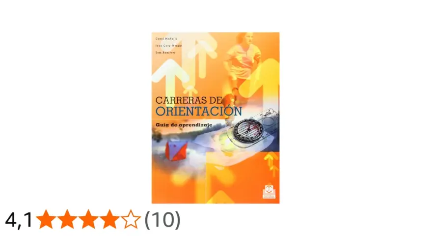 Libro "Carreras de Orientación: Guía de aprendizaje" con brújula y mapa.