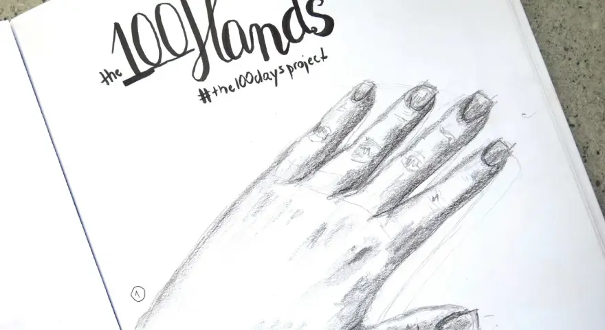 Szkic dłoni, część projektu "The 100 Hands". Jak narysować rękę krok po kroku.