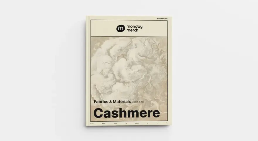 Portada de libro sobre el **tejido cashmere**, con un diseño vintage y el título destacado.