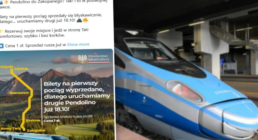 Pendolino do Zakopanego rusza już 18.10! Bilety na pierwszy pociąg wyprzedane, dlatego uruchamiamy drugie Pendolino.