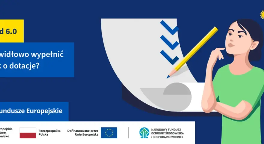 Kobieta zastanawia się nad wypełnieniem wniosku o dotację na fotowoltaikę. Program "Mój Prąd 6.0" oferuje wsparcie.