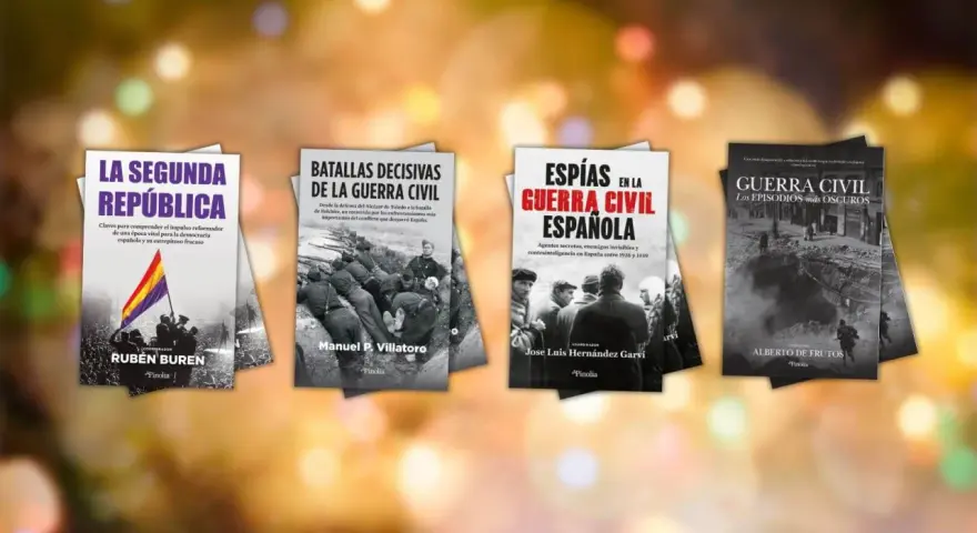 Libros sobre la guerra civil española resumen: "La Segunda República", "Batallas Decisivas", "Espías en la Guerra Civil Española" y "Guerra Civil: Los Episodios más Oscuros".