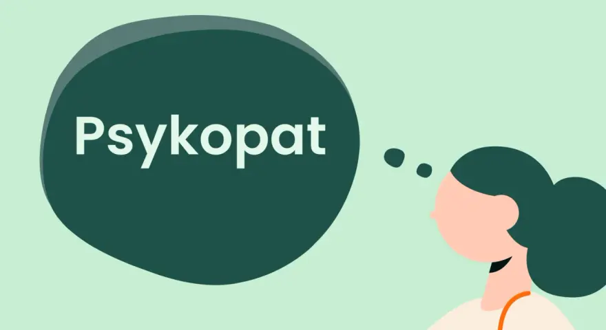En person funderar på hur man hanterar en psykopat. Tankebubblan visar ordet "Psykopat".