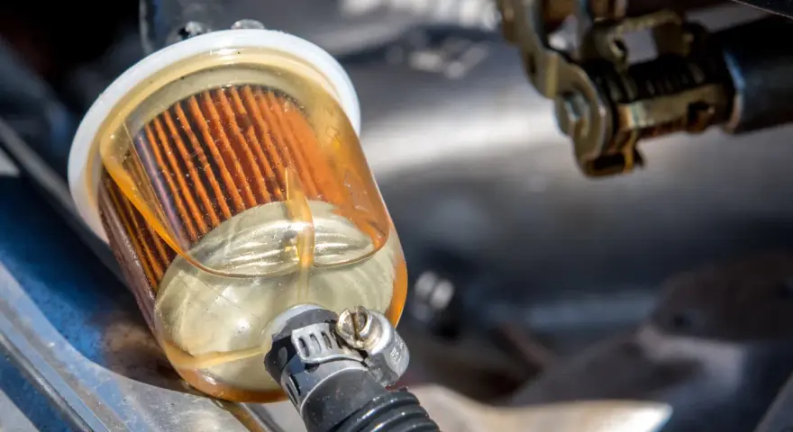 A dirty fuel filter, a common cause of bad fuel filter symptoms like engine sputtering and poor acceleration.