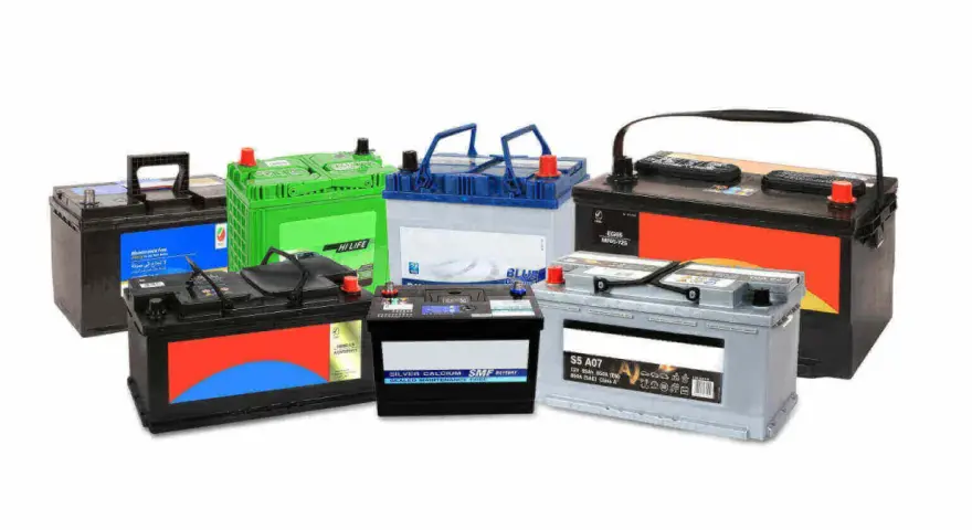 A variety of car battery types are displayed, including sealed maintenance-free and silver calcium models, ready to power your vehicle.
