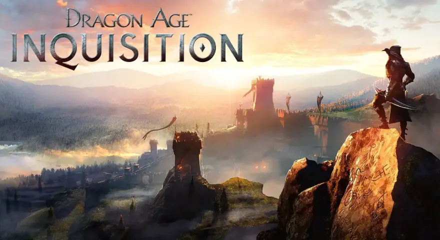Un guerrero observa un castillo al amanecer, listo para aplicar trucos de Dragon Age Inquisition.