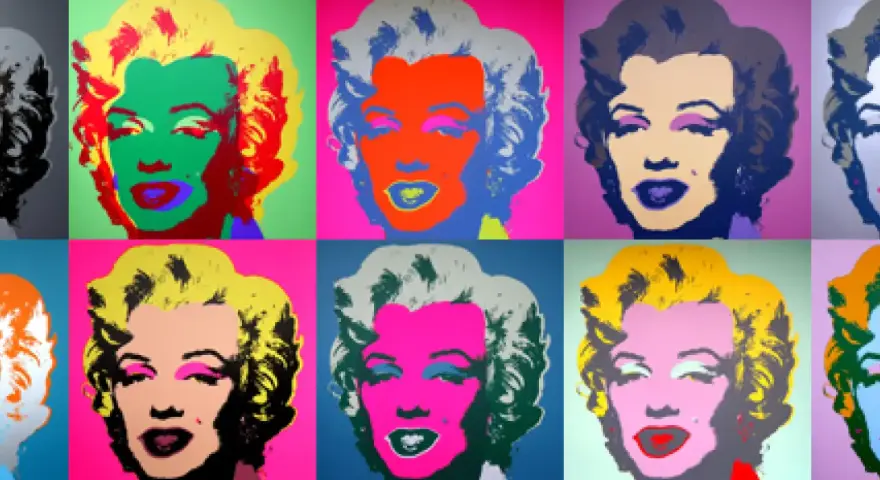Marilyn Monroe en colores vibrantes, un clásico del pop art de Andy Warhol.