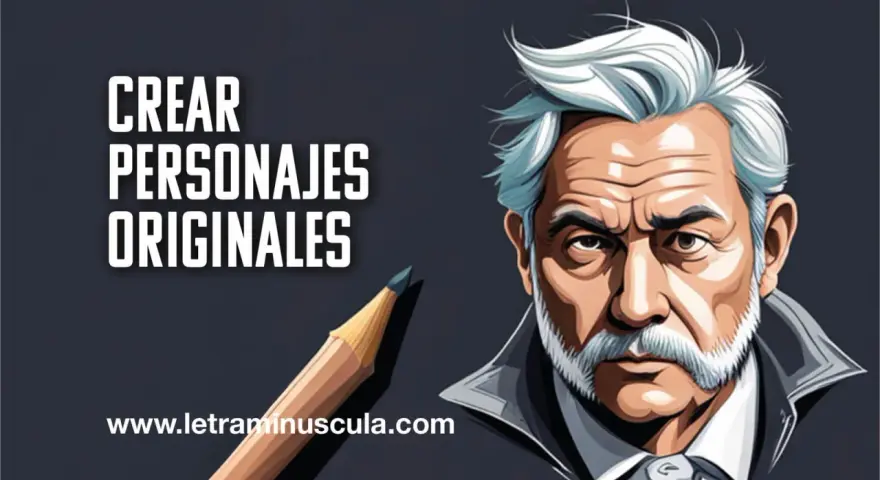 Un lápiz apunta a un hombre mayor con barba y cabello blanco, listo para ser un creador de personajes originales.