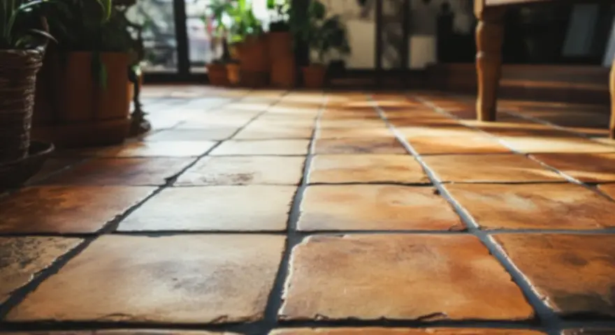 Un sol en tomettes chauffé par le soleil. Apprenez comment entretenir des tomettes pour qu'elles gardent leur éclat naturel.