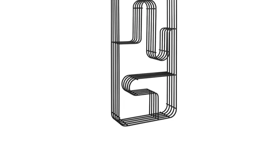 Svart, stilren AYTM tidningsställ i metall med en unik, böljande design som påminner om en kaktus. Perfekt för att förvara tidningar och magasin.