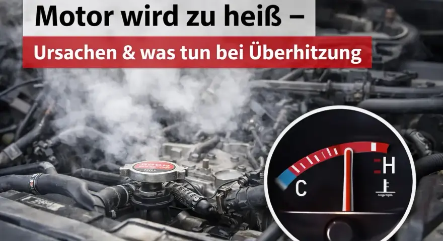 Rauchender Motor, weil die **Motortemperatur zu hoch** ist. Der Temperaturanzeiger steht im roten Bereich.