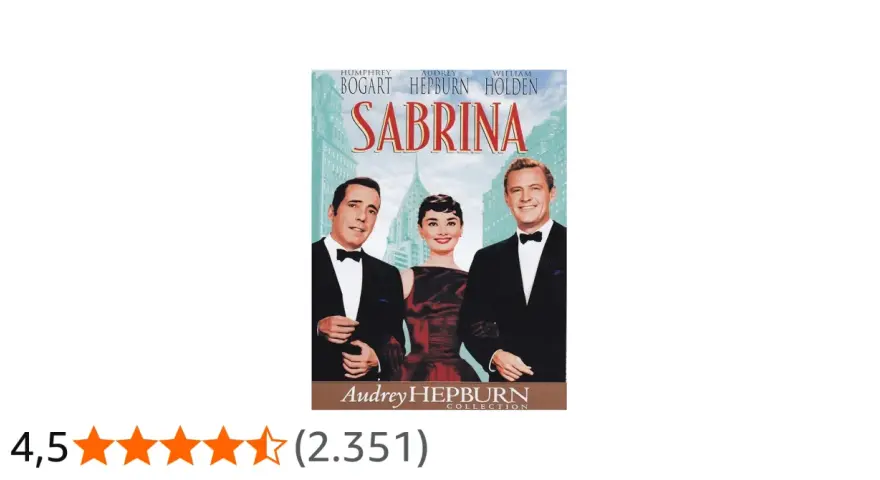 Copertina del film Sabrina (1954) con Humphrey Bogart, Audrey Hepburn e William Holden.