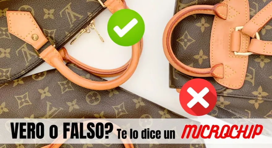 Dettagli del marchio Louis Vuitton: una borsa autentica con segno di spunta verde e una sospetta con croce rossa. Vero o falso?