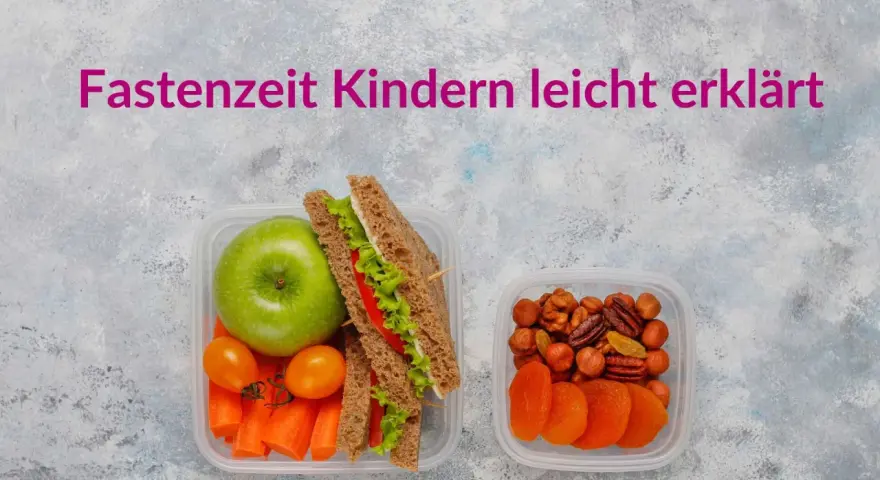 Gesunde Snacks für die Fastenzeit: Apfel, Karotten, Sandwich, Nüsse und Trockenfrüchte. Warum fasten?