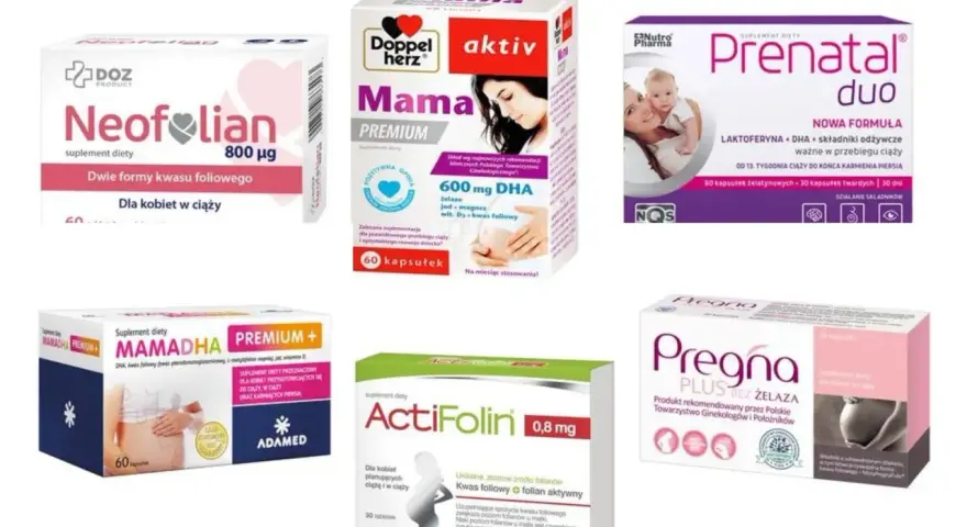 Suplementy diety dla kobiet w ciąży: Neofolian, Mama Premium, Prenatal Duo, Mamadha, ActiFolin, Pregna Plus. Kwas foliowy w ciąży to podstawa.