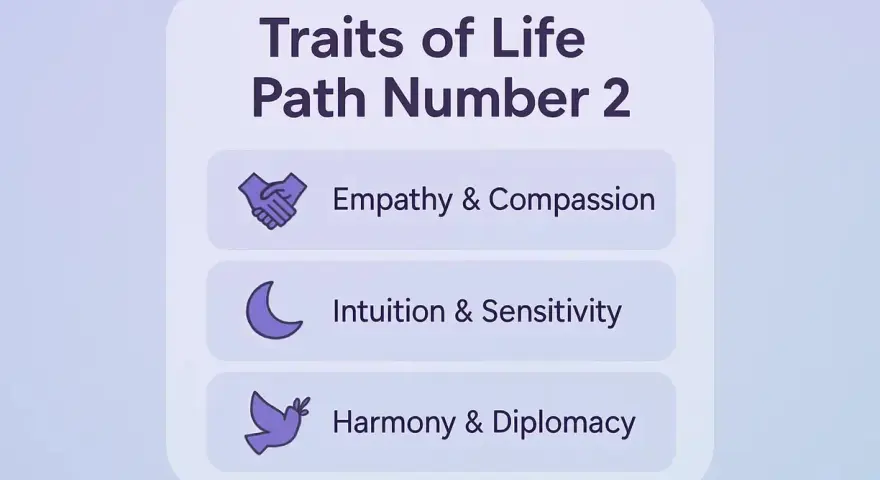 Cechy ścieżki życia numerologiczna 2: empatia, intuicja i harmonia.
