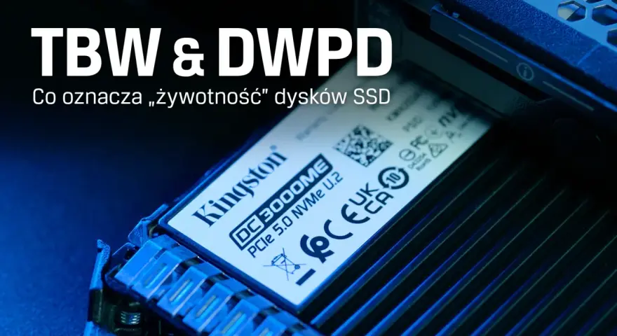Dysk Kingston DC3000ME NVMe U.2. Wyjaśnienie, co to TBW i DWPD, czyli żywotność dysków SSD.