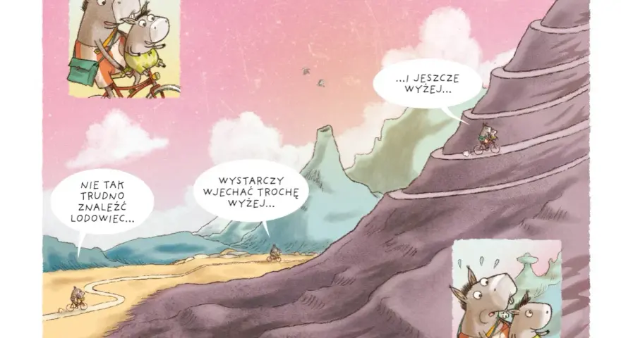 Dwa osiołki na rowerze wspólnie odkrywają świat. Komiksy pokazują, dlaczego warto czytać, bo nawet trudne wyzwania stają się łatwiejsze.