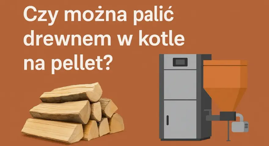 Stos drewna obok kotła na pellet. Czy można palić drewnem w piecu na pellet?