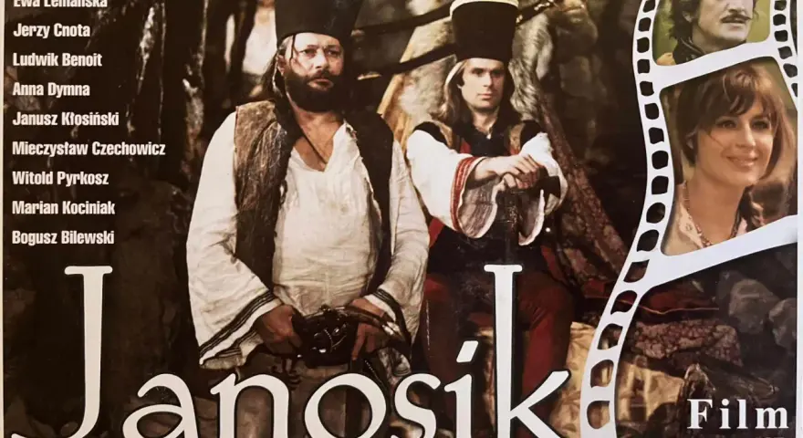 Plakat filmu "Janosik" w reżyserii Jerzego Passendorfera. Marek Perepeczko i Jerzy Cnota w rolach głównych.