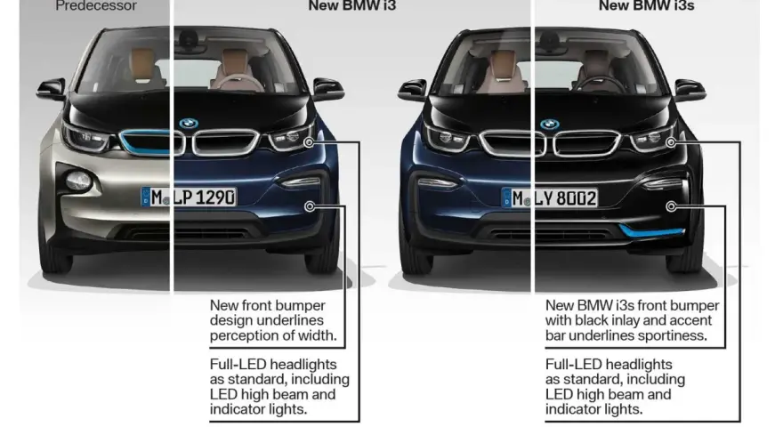 Porównanie BMW i3 i i3s: nowa stylistyka, pełne reflektory LED. Zasięg elektryczny w nowej odsłonie.
