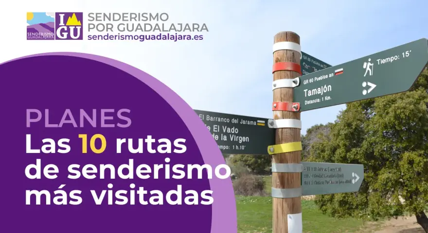 Señalización de rutas de senderismo cerca de Guadalajara capital. Descubre las 10 rutas más visitadas.