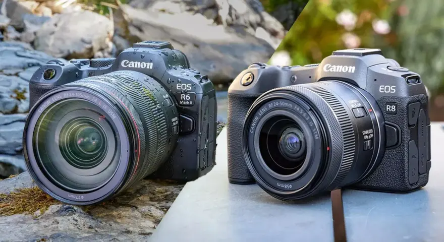 Comparaison des appareils photo Canon R8 et R6 Mark II, deux options pour les passionnés de photographie.